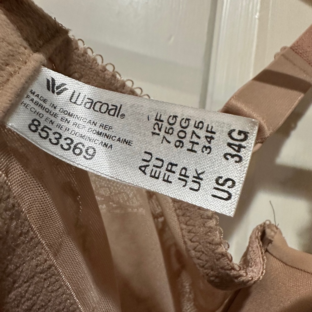Wacoal Level Up Lace Contour T-Shirt Bra 853369 Size 34 G 34G Roebuck Nude EUC - Picture 3 of 4